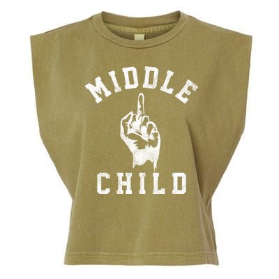 Middle Child Funny Offensive Adult Humor Finger Garment-Dyed Women's Muscle Tee