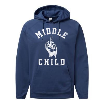 Middle Child Funny Offensive Adult Humor Finger Performance Fleece Hoodie