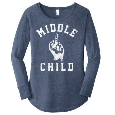 Middle Child Funny Offensive Adult Humor Finger Women's Perfect Tri Tunic Long Sleeve Shirt