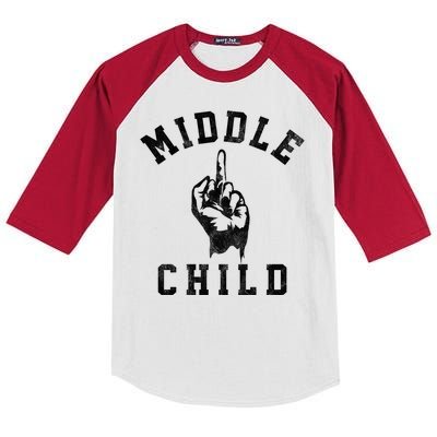 Middle Child Funny Offensive Adult Humor Finger Kids Colorblock Raglan Jersey