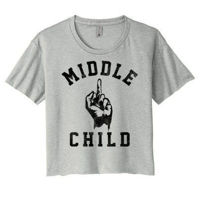 Middle Child Funny Offensive Adult Humor Finger Women's Crop Top Tee