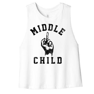 Middle Child Funny Offensive Adult Humor Finger Women's Racerback Cropped Tank