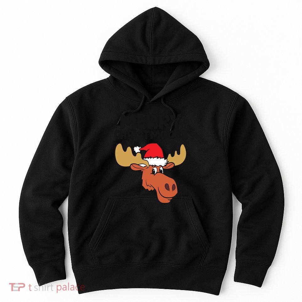 Merry Christmoose Funny Moose Christmas Hat Moose Cool Gift Hoodie