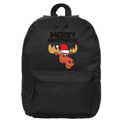Merry Christmoose Funny Moose Christmas Hat Moose Cool Gift 16 in Basic Backpack