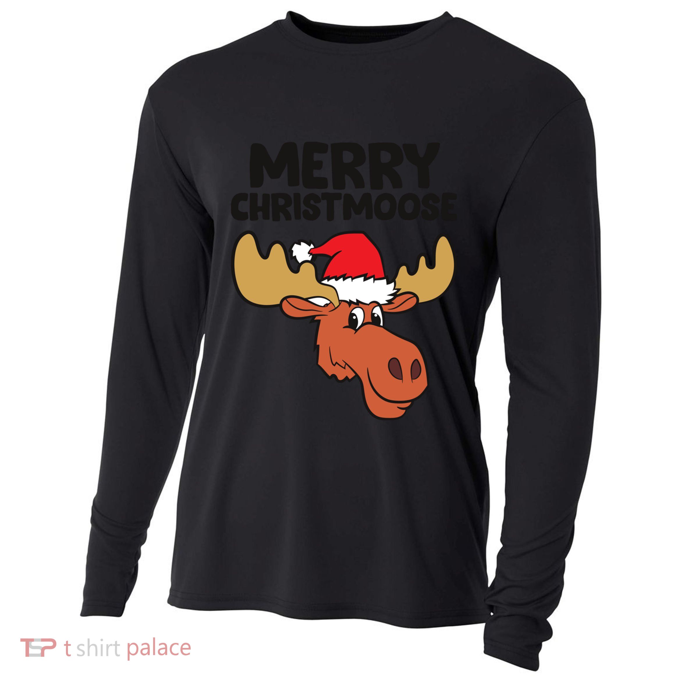 Merry Christmoose Funny Moose Christmas Hat Moose Cool Gift Cooling Performance Long Sleeve Crew