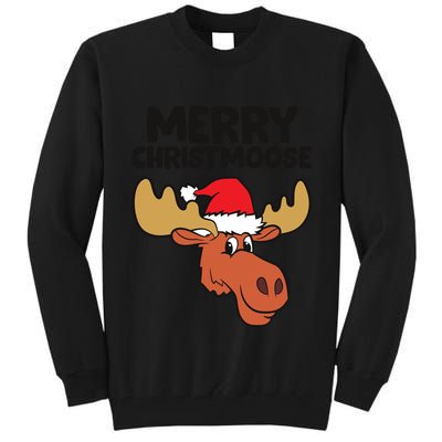 Merry Christmoose Funny Moose Christmas Hat Moose Cool Gift Tall Sweatshirt