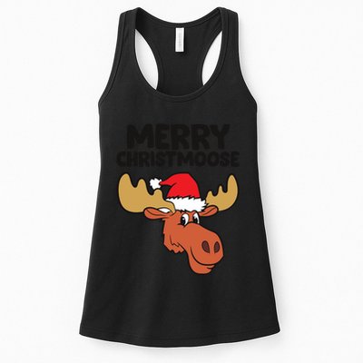 Merry Christmoose Funny Moose Christmas Hat Moose Cool Gift Womens Tank Top