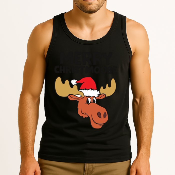 Merry Christmoose Funny Moose Christmas Hat Moose Cool Gift Tank Top