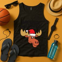 Merry Christmoose Funny Moose Christmas Hat Moose Cool Gift Tank Top