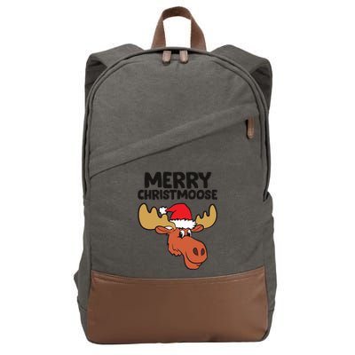 Merry Christmoose Funny Moose Christmas Hat Moose Cool Gift Cotton Canvas Backpack