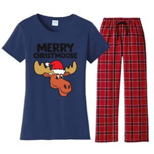 Merry Christmoose Funny Moose Christmas Hat Moose Cool Gift Women's Flannel Pajama Set