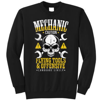 Mechanic Caution Flying Tools Car Mechanics Sweatshirt