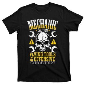 Mechanic Caution Flying Tools Car Mechanics T-Shirt