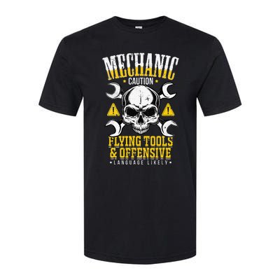 Mechanic Caution Flying Tools Car Mechanics Softstyle CVC T-Shirt