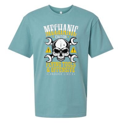 Mechanic Caution Flying Tools Car Mechanics Sueded Cloud Jersey T-Shirt