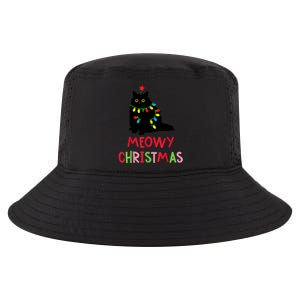 Meowy Christmas Funny Black Cat Christmas Lights Cat Lovers Cool Comfort Performance Bucket Hat