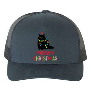 Meowy Christmas Funny Black Cat Christmas Lights Cat Lovers Yupoong Adult 5-Panel Trucker Hat