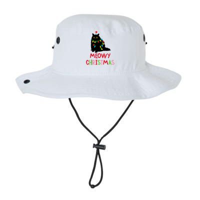 Meowy Christmas Funny Black Cat Christmas Lights Cat Lovers Legacy Cool Fit Booney Bucket Hat