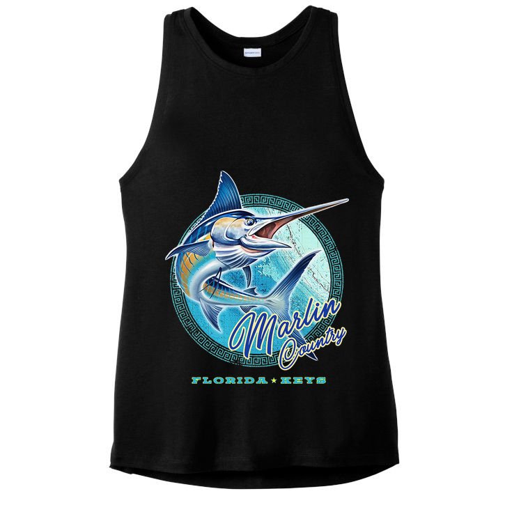 Marlin Country Florida Keys, Saltwater Fishing Tee Ladies PosiCharge Tri-Blend Wicking Tank