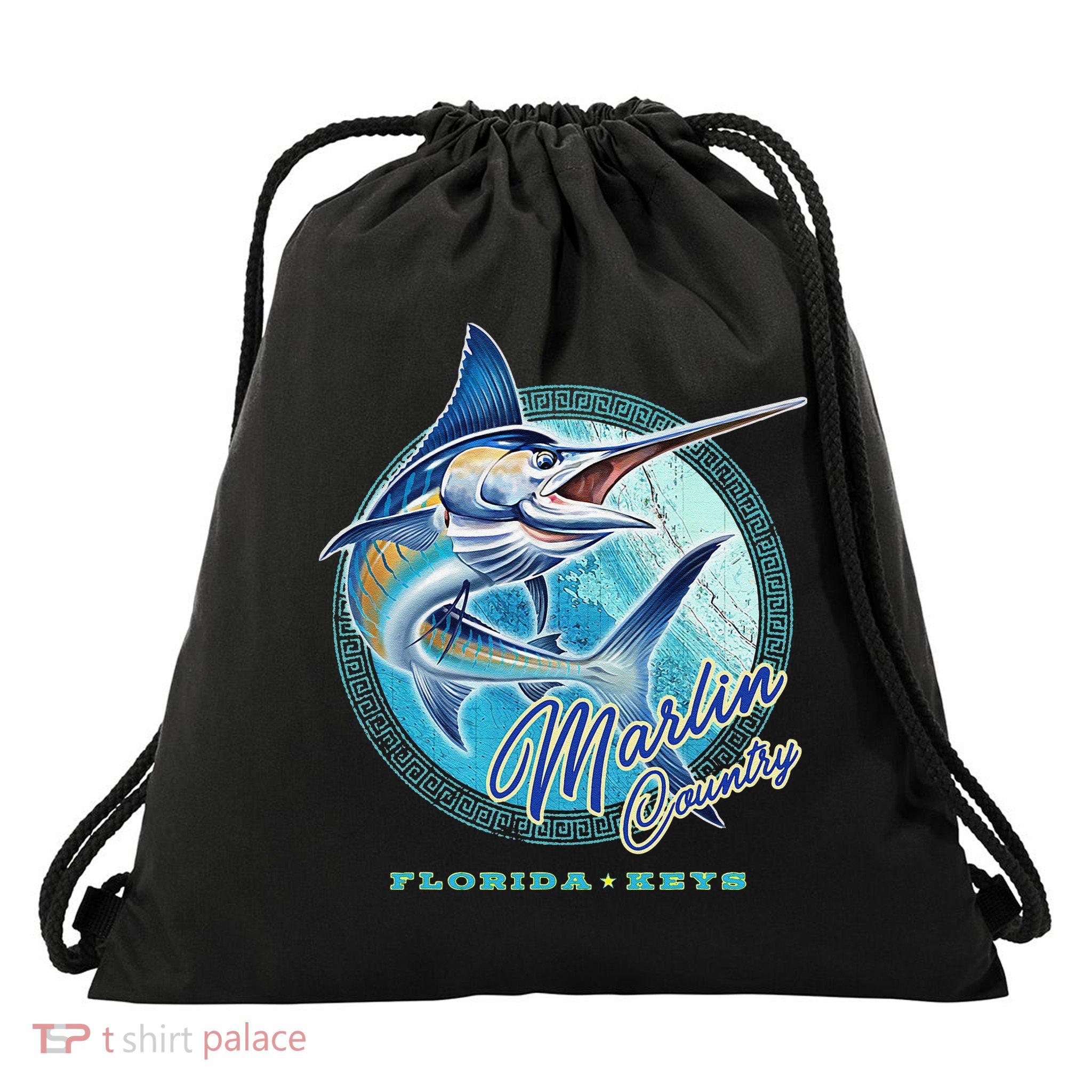 Marlin Country Florida Keys, Saltwater Fishing Tee Drawstring Bag