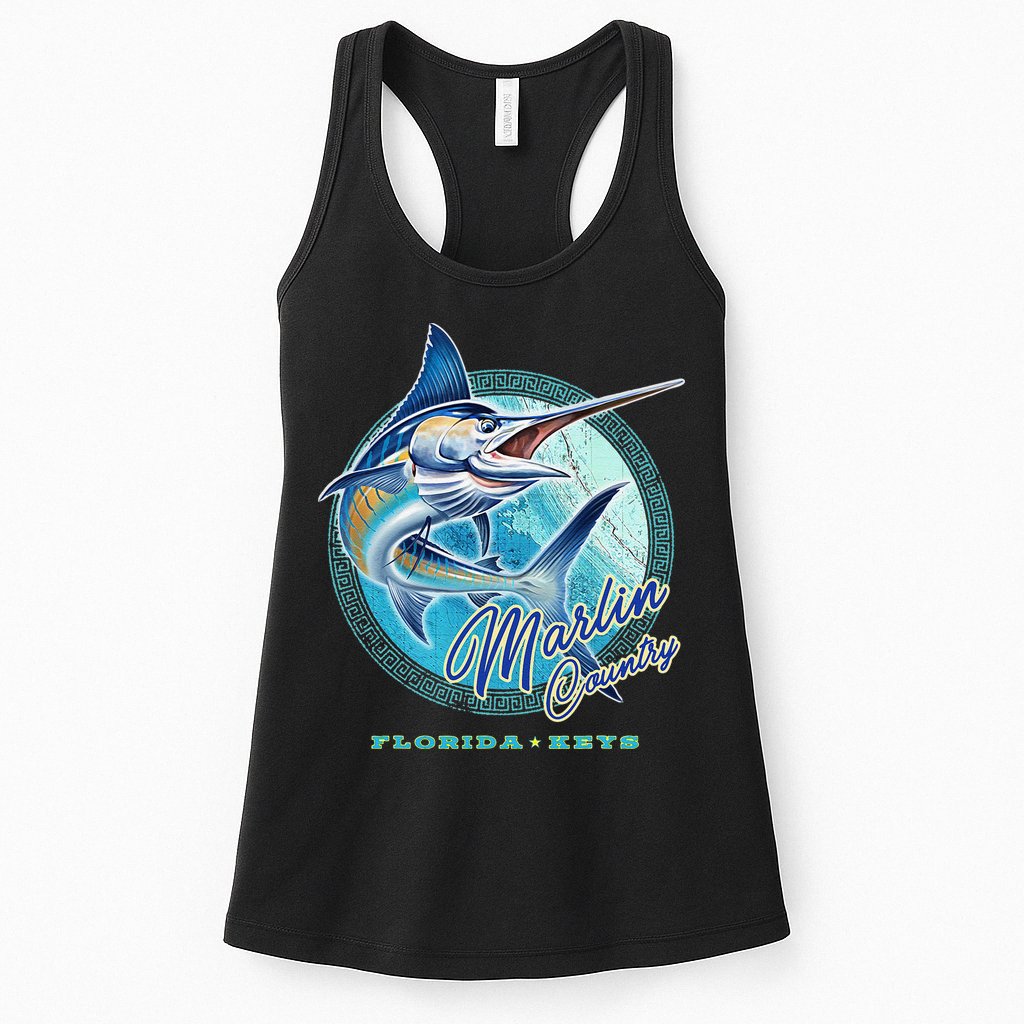 Marlin Country Florida Keys, Saltwater Fishing Tee Womens Tank Top