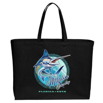 Marlin Country Florida Keys, Saltwater Fishing Tee Cotton Canvas Jumbo Tote