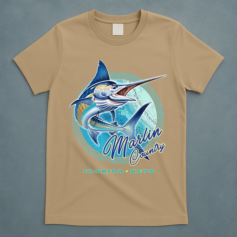 Marlin Country Florida Keys, Saltwater Fishing Tee T-Shirt