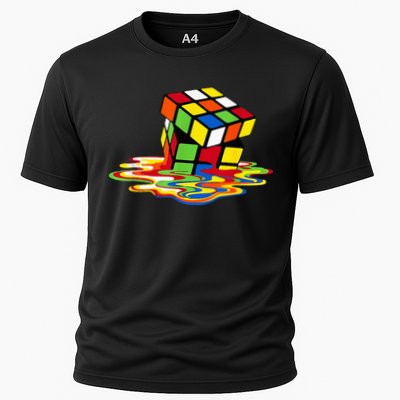 Melting Cube Funny Rubik Rubix Rubics Player Cube Cooling Performance Crew T-Shirt
