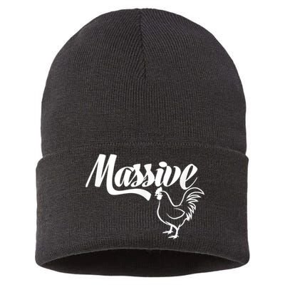 Massive Cock Funny Rooster And Cockerel Chicken Sustainable Knit Beanie