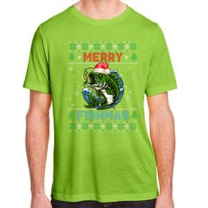 Merry Christmas Fishmas Ugly Xmas Sweater Santa Bass Fishing Gift Adult ChromaSoft Performance T-Shirt