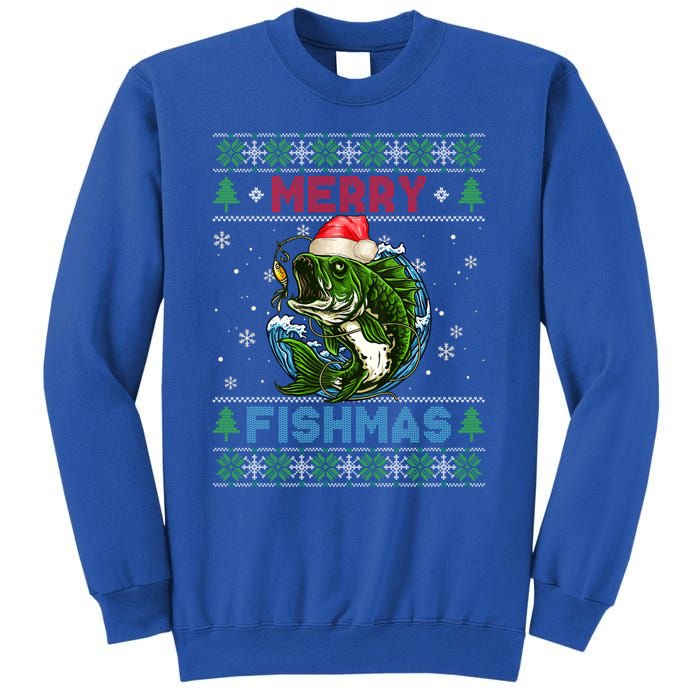 Merry Christmas Fishmas Ugly Xmas Sweater Santa Bass Fishing Gift Sweatshirt