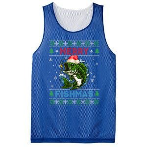 Merry Christmas Fishmas Ugly Xmas Sweater Santa Bass Fishing Gift Mesh Reversible Basketball Jersey Tank