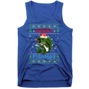 Merry Christmas Fishmas Ugly Xmas Sweater Santa Bass Fishing Gift Tank Top