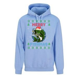 Merry Christmas Fishmas Ugly Xmas Sweater Santa Bass Fishing Gift Unisex Surf Hoodie