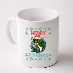 Merry Christmas Fishmas Ugly Xmas Sweater Santa Bass Fishing Gift Coffee Mug