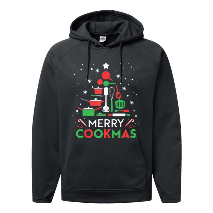 Merry Cookmas Funny Xmas Chef Cooking Christmas Tree Tank Top Performance Fleece Hoodie