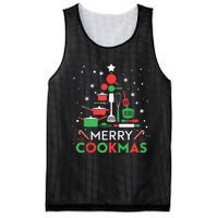 Merry Cookmas Funny Xmas Chef Cooking Christmas Tree Tank Top Mesh Reversible Basketball Jersey Tank