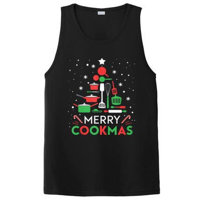 Merry Cookmas Funny Xmas Chef Cooking Christmas Tree Tank Top PosiCharge Competitor Tank