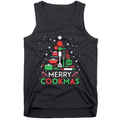 Merry Cookmas Funny Xmas Chef Cooking Christmas Tree Tank Top Tank Top