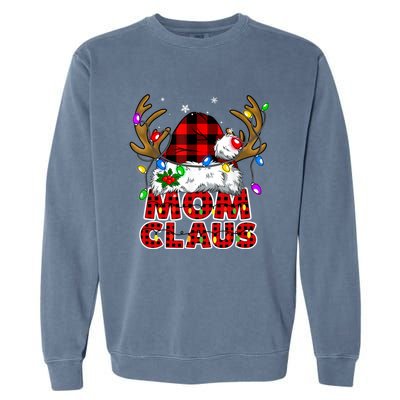 Mom Claus Family Matching Christmas Santa Costume Mom Gift Garment-Dyed Sweatshirt