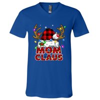 Mom Claus Family Matching Christmas Santa Costume Mom Gift V-Neck T-Shirt