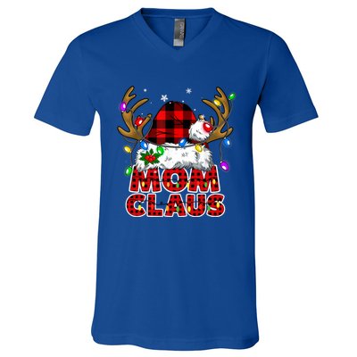 Mom Claus Family Matching Christmas Santa Costume Mom Gift V-Neck T-Shirt