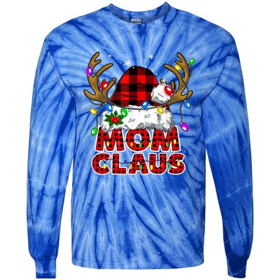 Mom Claus Family Matching Christmas Santa Costume Mom Gift Tie-Dye Long Sleeve Shirt