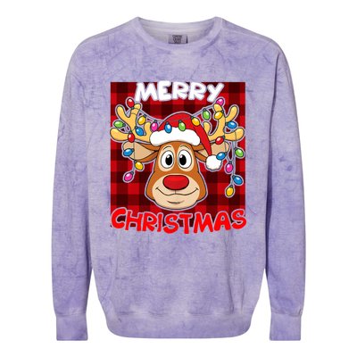 Merry Christmas Funny Reindeer Xmas Family Colorblast Crewneck Sweatshirt