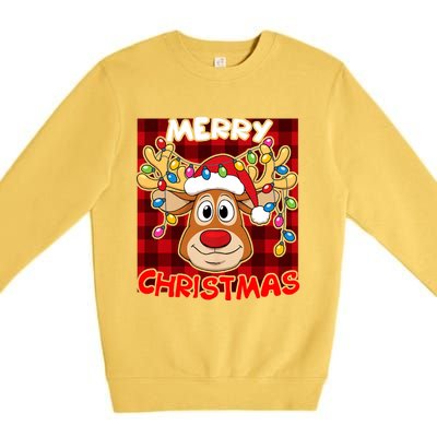 Merry Christmas Funny Reindeer Xmas Family Premium Crewneck Sweatshirt