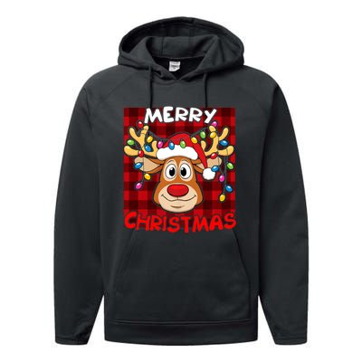 Merry Christmas Funny Reindeer Xmas Family Performance Fleece Hoodie