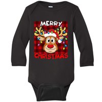 Merry Christmas Funny Reindeer Xmas Family Baby Long Sleeve Bodysuit