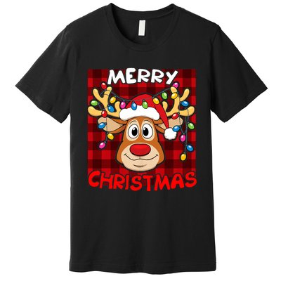 Merry Christmas Funny Reindeer Xmas Family Premium T-Shirt