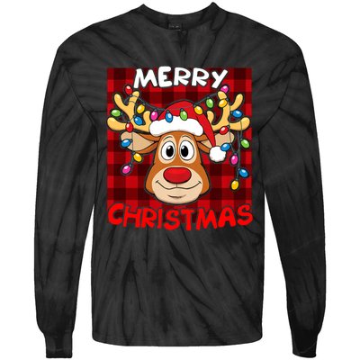 Merry Christmas Funny Reindeer Xmas Family Tie-Dye Long Sleeve Shirt