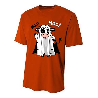 Moo! Cute Funny Cow Ghost Halloween Performance Sprint T-Shirt